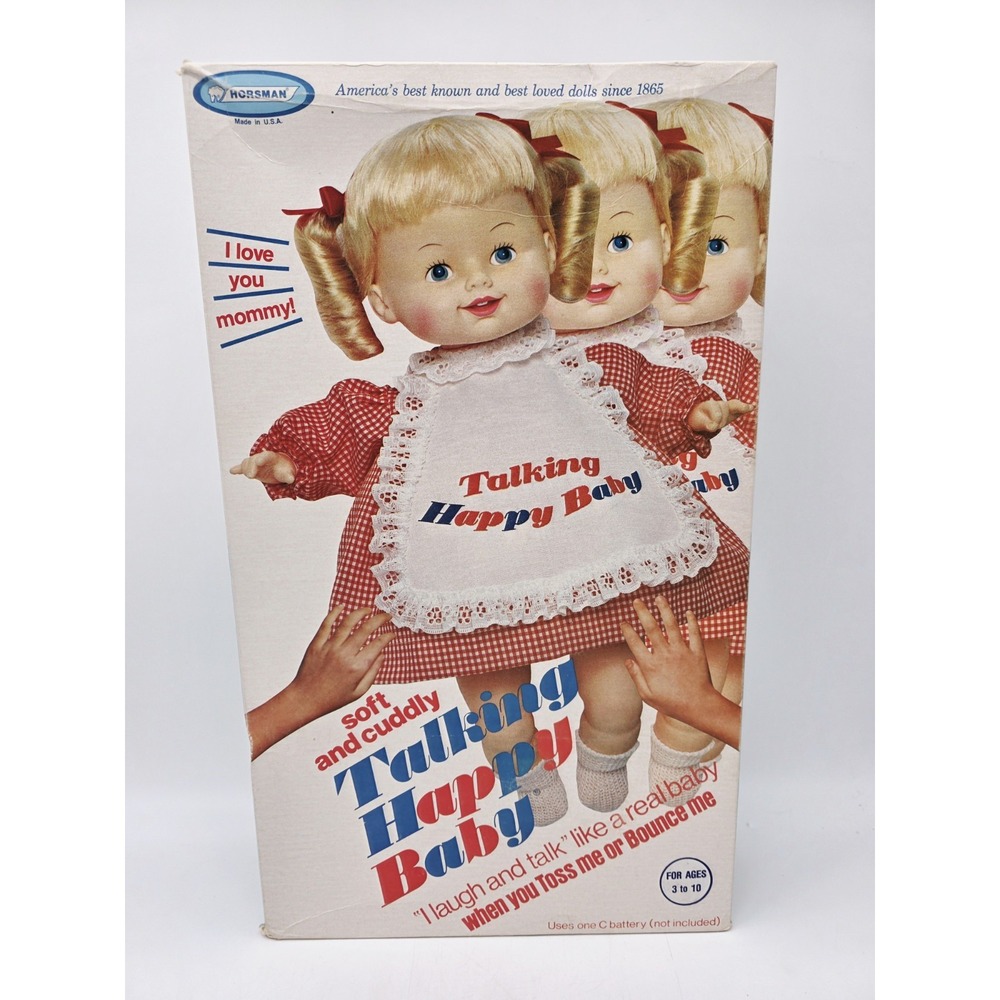 Vintage Talking Happy Baby Girl Doll In Original Box Horsman 15"